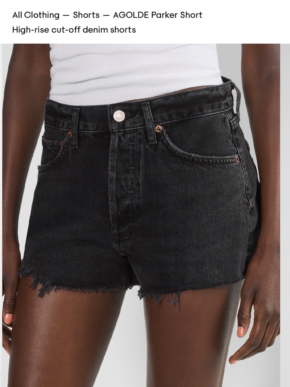 Agolde Black High-Rise Cut-Off Denim Shorts